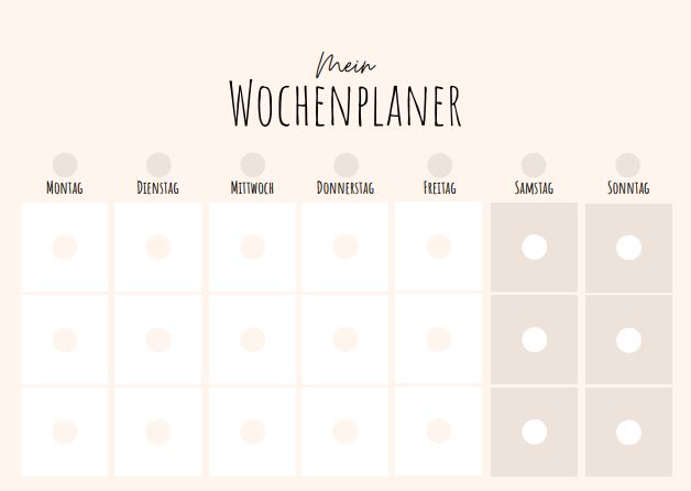 Wochenplaner Kindergarten kostenlos zum download