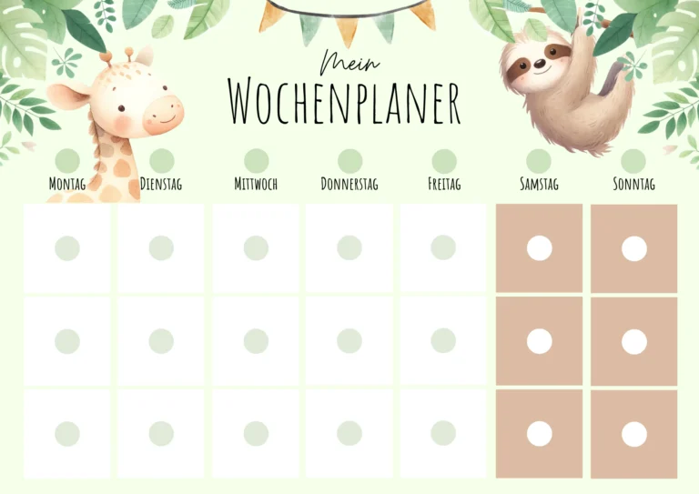 EIn Bild von unserem Wochenplaner für Kinder kaufen kannst