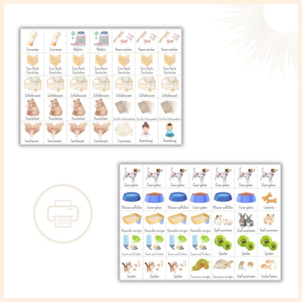 Tagesplaner für Kinder Symbole