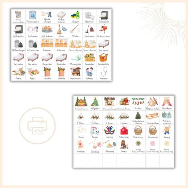 Tagesplaner für Kinder zum Ausdrucken Symbole