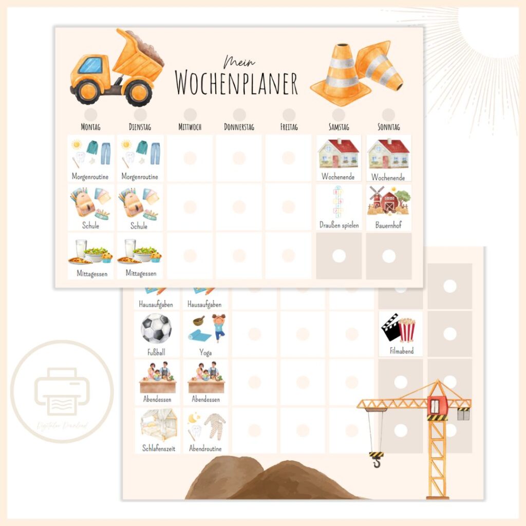 Wochenplan Kinder zum Ausdrucken ️ | DIY | Als PDF ️