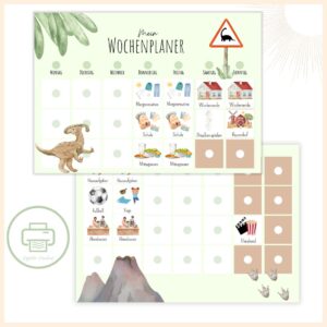Routinekarten im Dino Stil