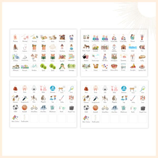 Symbole Wochenplaner für Kinder zum Ausschneiden