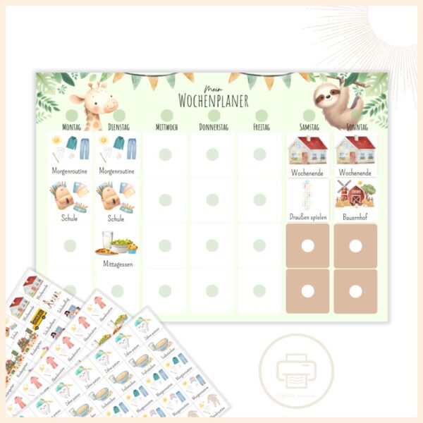 Wochenplan für Kinder Giraffe A4