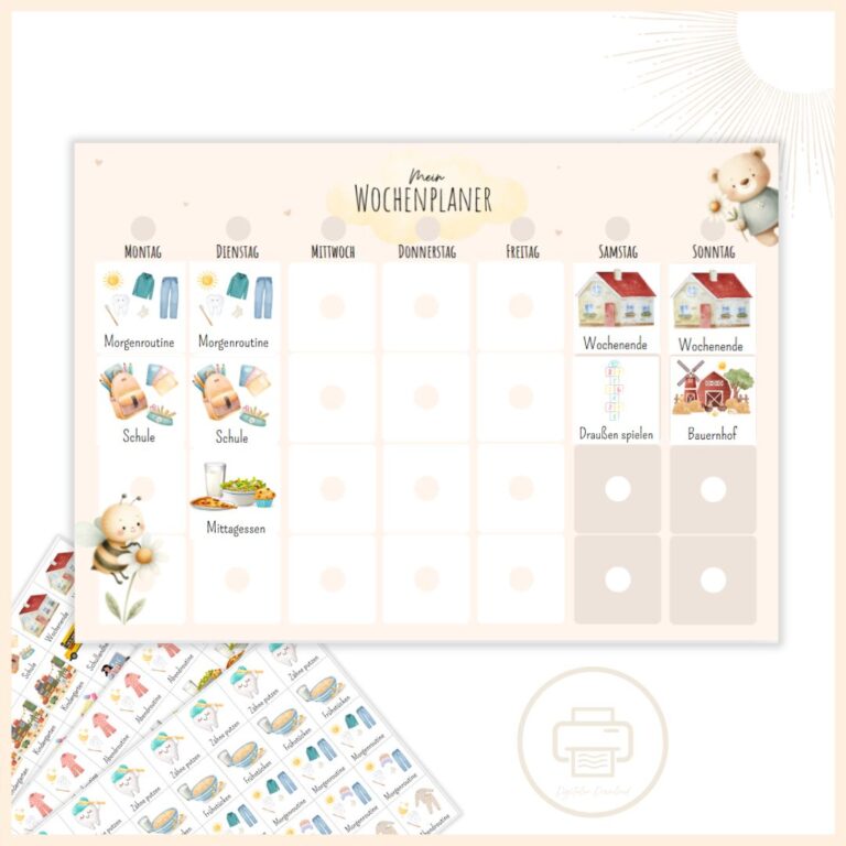 Wochenplan Kinder zum Ausdrucken ️ | DIY | Als PDF ️