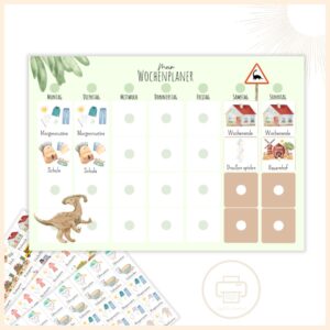 Wochenplaner für Kinder Dino A4