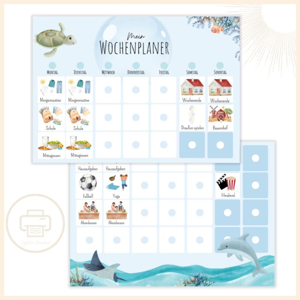 Wochenplan Kinder zum Ausdrucken ️ | DIY | Als PDF ️