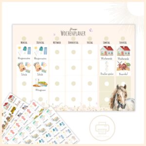 Wochenplaner für Kinder Pony A4