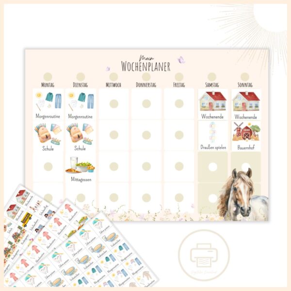 Wochenplaner für Kinder Pony A4