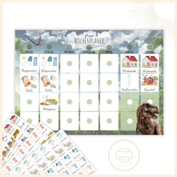 Wochenplaner für Kinder TRex A4