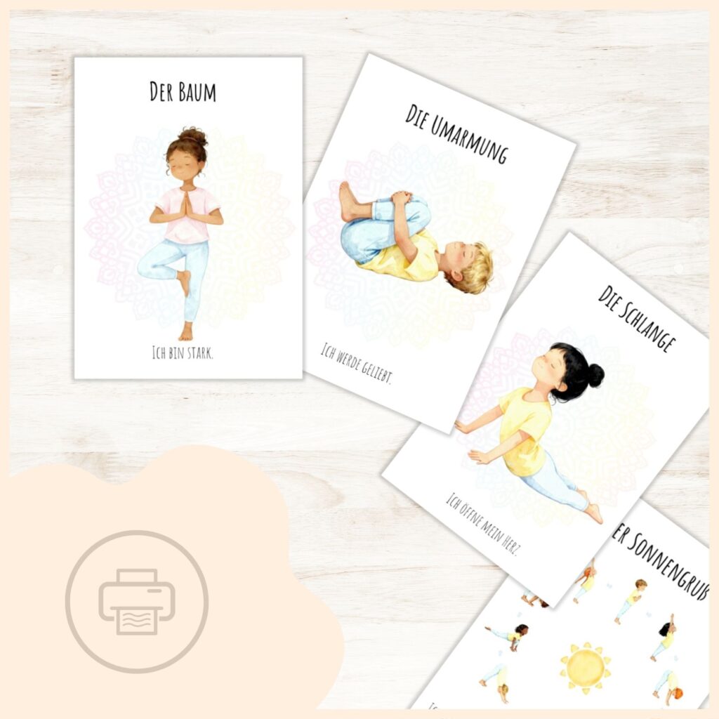 Yoga Karten Kinder zum Ausdrucken